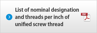 List of nominal designation and threads per inch of unified screw thread